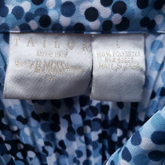 Vintage Y2K Sheer Button-Up‎ Pleated Polka Dot Blouse Womens L Feminine Casual - Picture 8 of 8